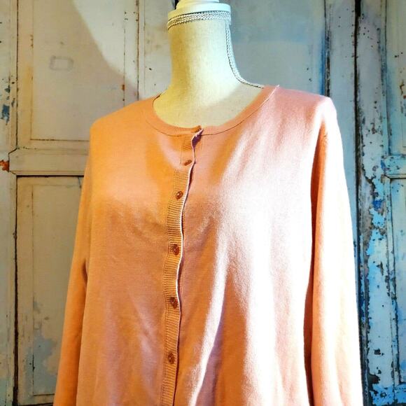 IB Diffusion Light Pink Cardigan Size M Close Knit Classic Comfy Sweater NEW - Picture 9 of 11